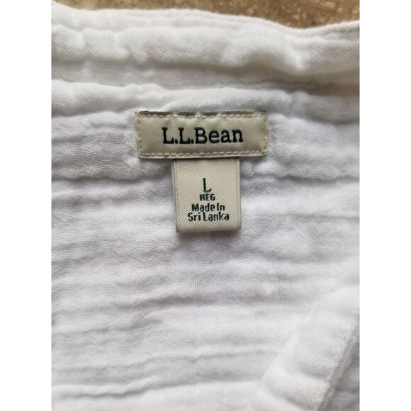 L.L. Bean Cloud Gauze Short Sleeve Dress White L - Picture 3 of 6